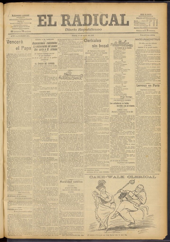 Miniatura de El Radical: diario republicano del 14 de agosto de 1910