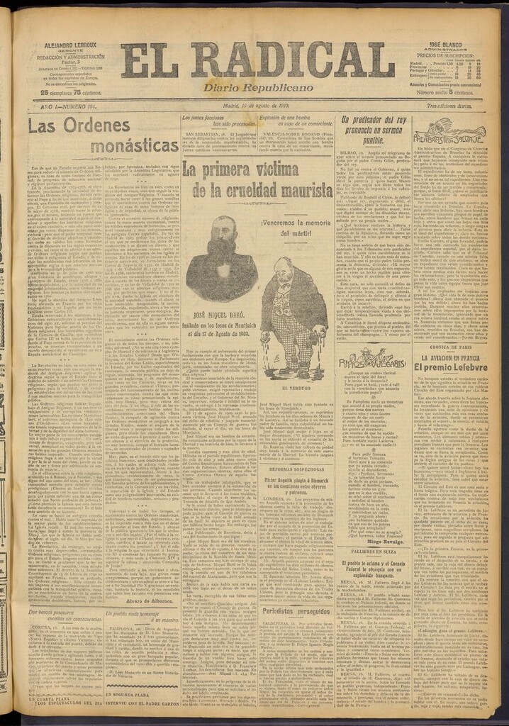 Miniatura de El Radical: diario republicano del 16 de agosto de 1910