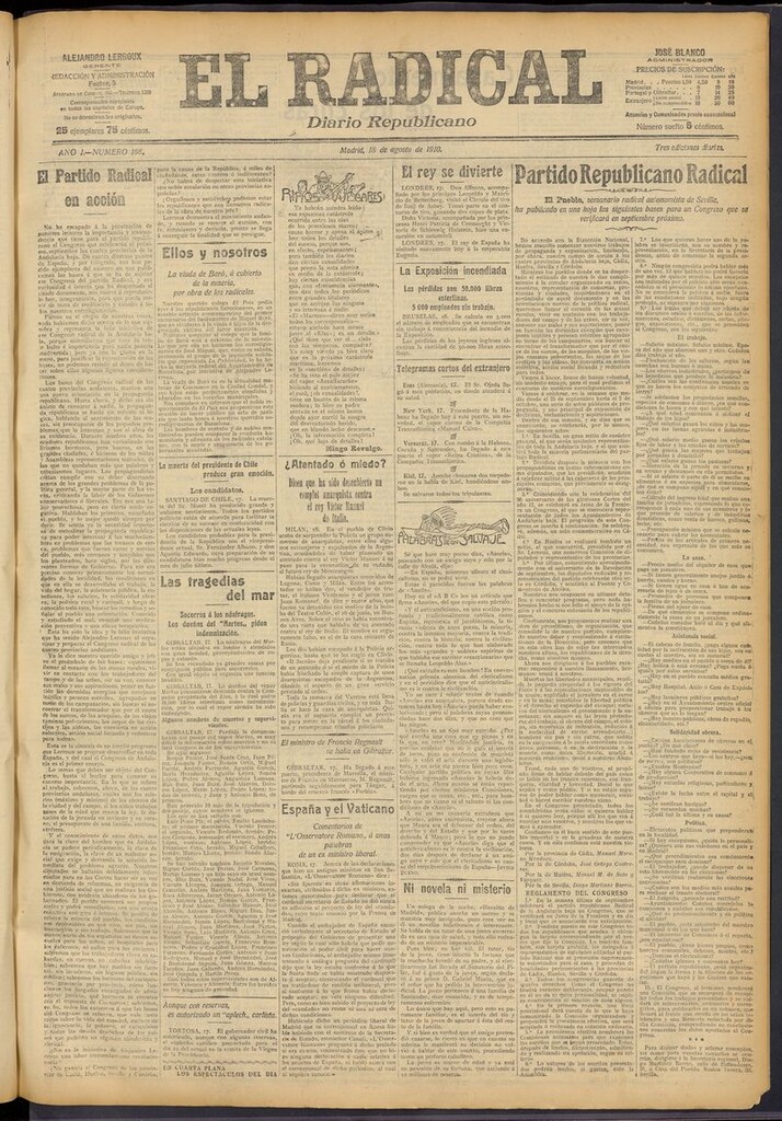 Miniatura de El Radical: diario republicano del 18 de agosto de 1910
