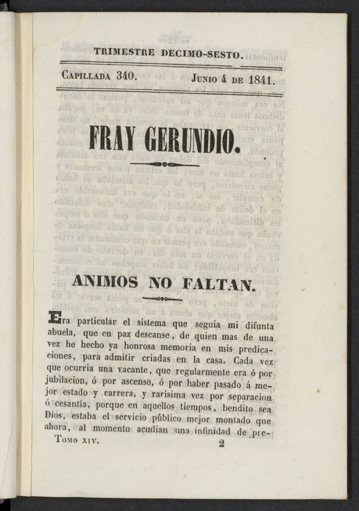 Miniatura de Fr. Gerundio: periódico satírico de política y costumbres del 4 de junio de 1841, capillada 340