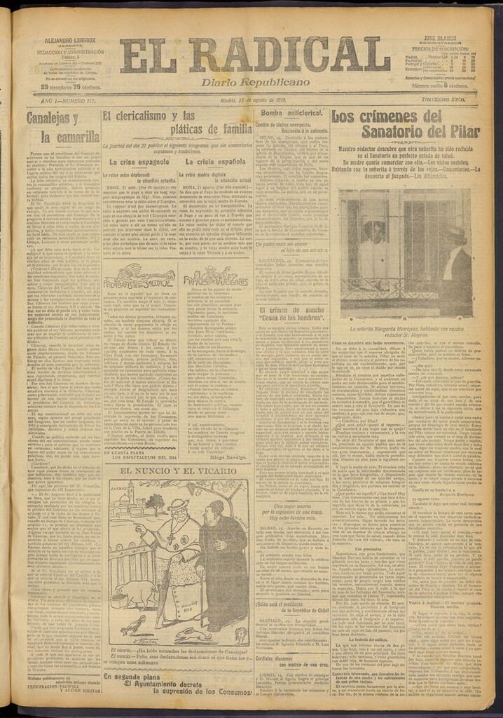 Miniatura de El Radical: diario republicano del 25 de agosto de 1910