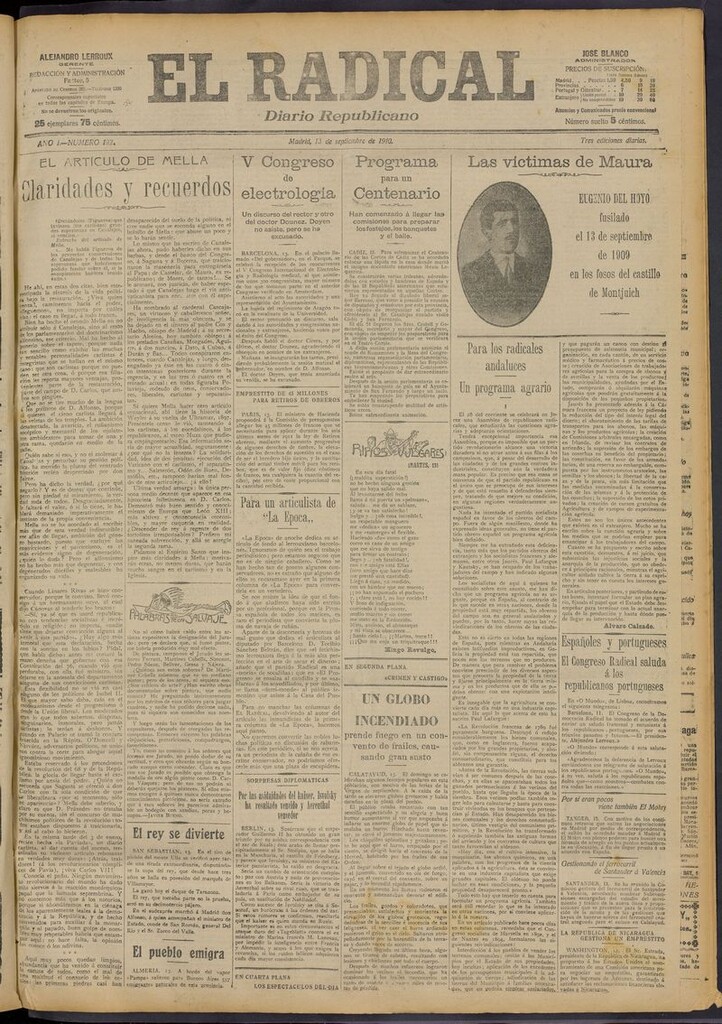 Miniatura de El Radical: diario republicano del 13 de septiembre de 1910