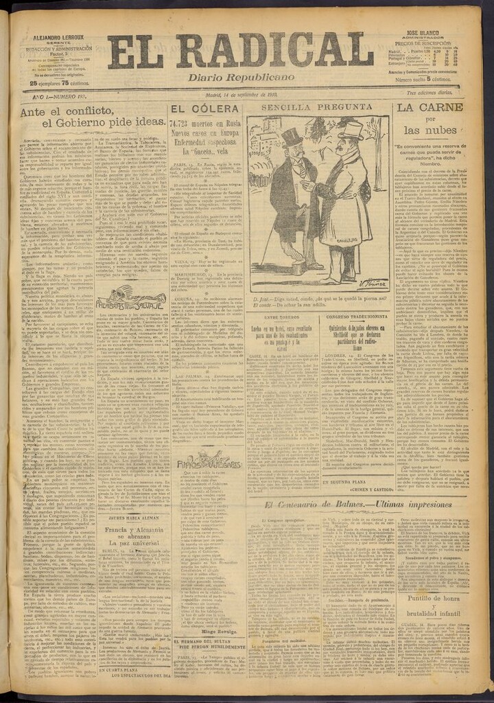 Miniatura de El Radical: diario republicano del 14 de septiembre de 1910