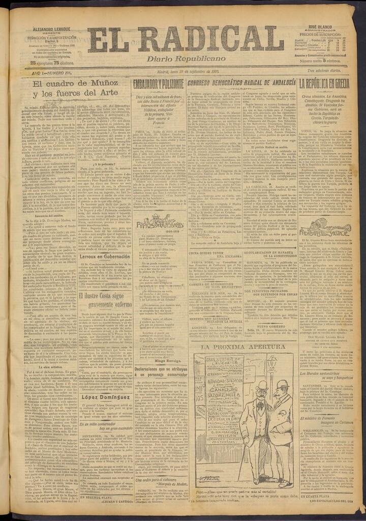 Miniatura de El Radical: diario republicano del 19 de septiembre de 1910