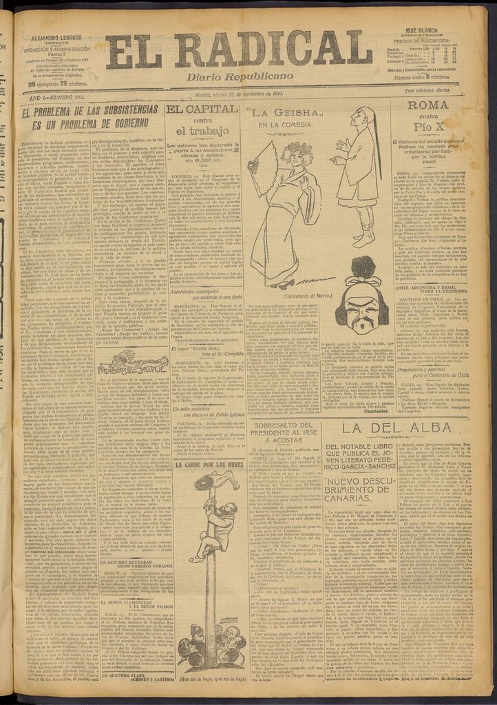 Miniatura de El Radical: diario republicano del 23 de septiembre de 1910