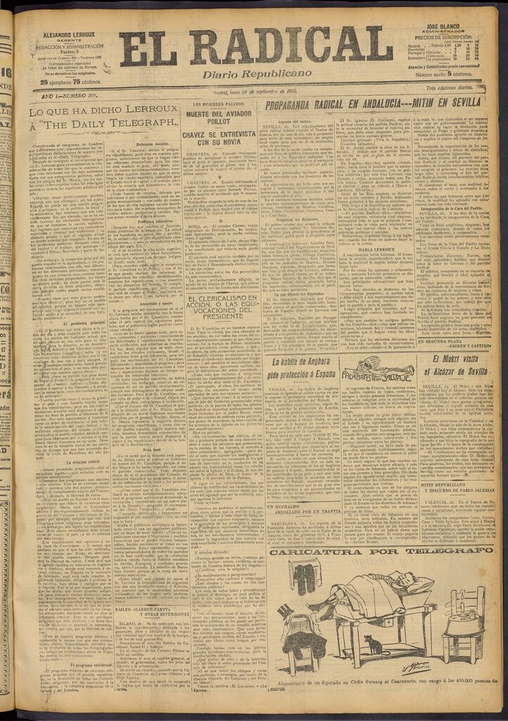 Miniatura de El Radical: diario republicano del 26 de septiembre de 1910