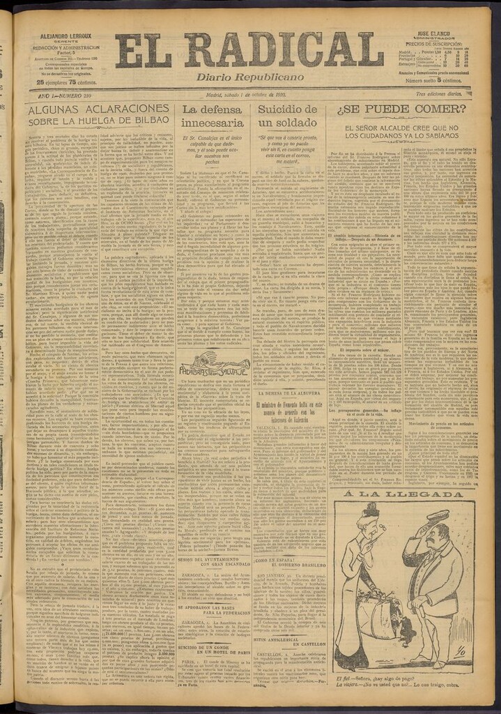 Miniatura de El Radical: diario republicano del 1 de octubre de 1910