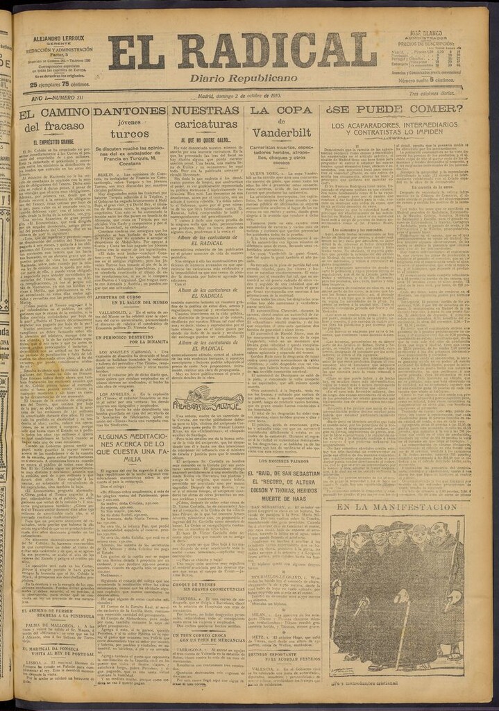 Miniatura de El Radical: diario republicano del 2 de octubre de 1910