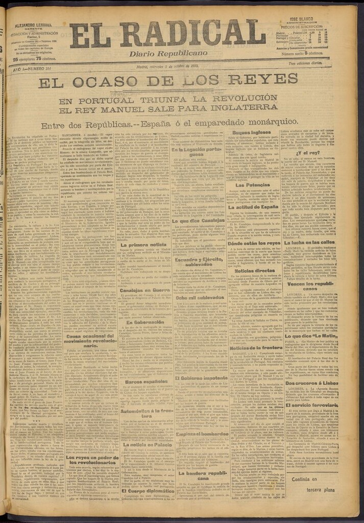 Miniatura de El Radical: diario republicano del 5 de octubre de 1910