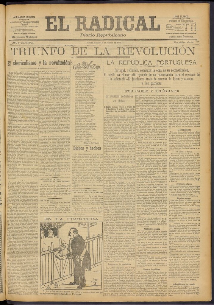Miniatura de El Radical: diario republicano del 8 de octubre de 1910