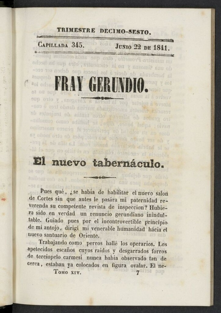 Miniatura de Fr. Gerundio: periódico satírico de política y costumbres del 22 de junio de 1841, capillada 345