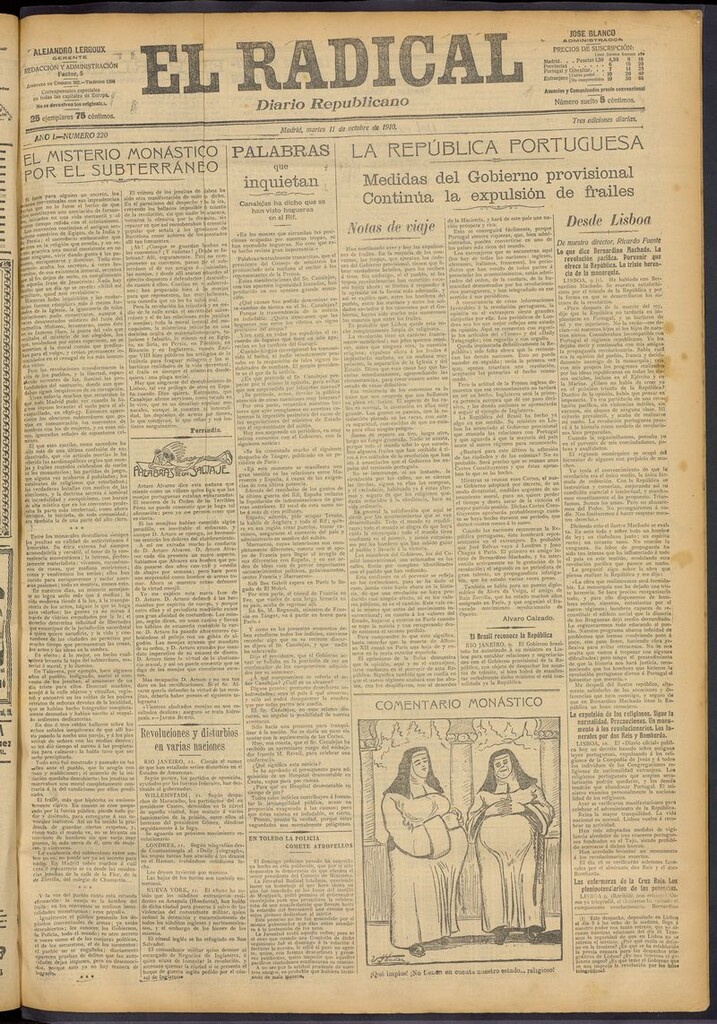 Miniatura de El Radical: diario republicano del 11 de octubre de 1910