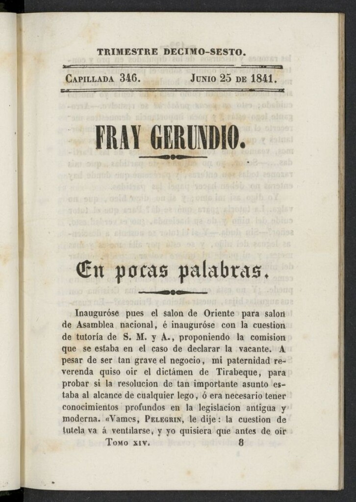 Miniatura de Fr. Gerundio: periódico satírico de política y costumbres del 25 de junio de 1841, capillada 346