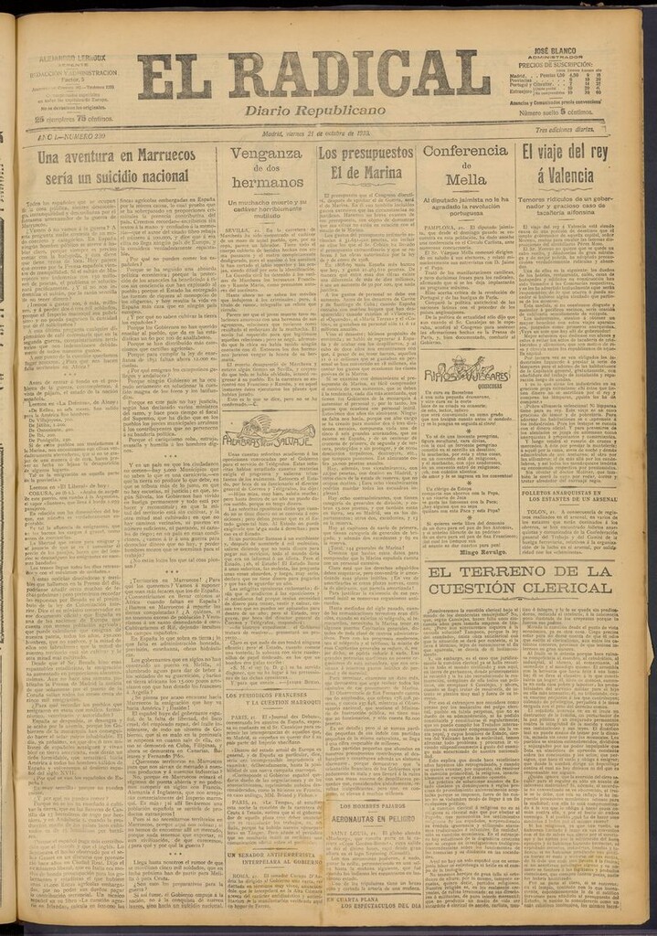 Miniatura de El Radical: diario republicano del 21 de octubre de 1910