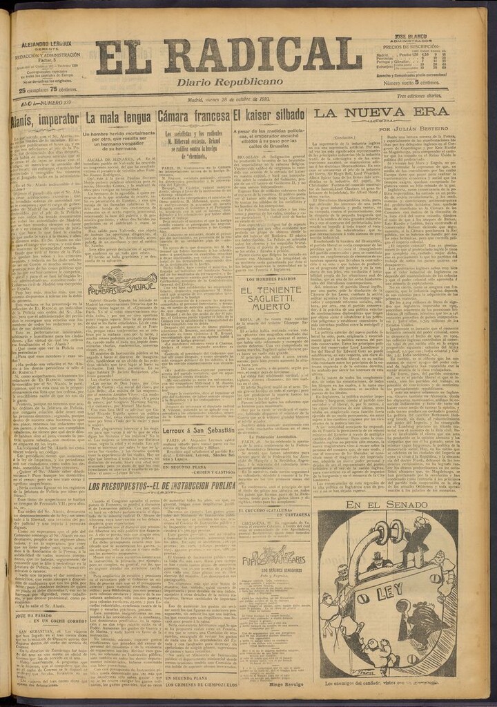 Miniatura de El Radical: diario republicano del 28 de octubre de 1910