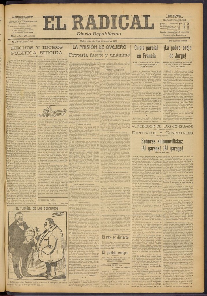 Miniatura de El Radical: diario republicano del 2 de noviembre de 1910