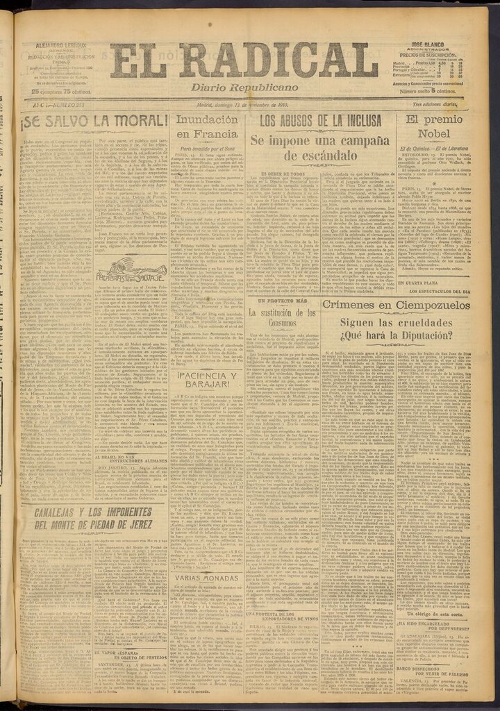 Miniatura de El Radical: diario republicano del 13 de noviembre de 1910