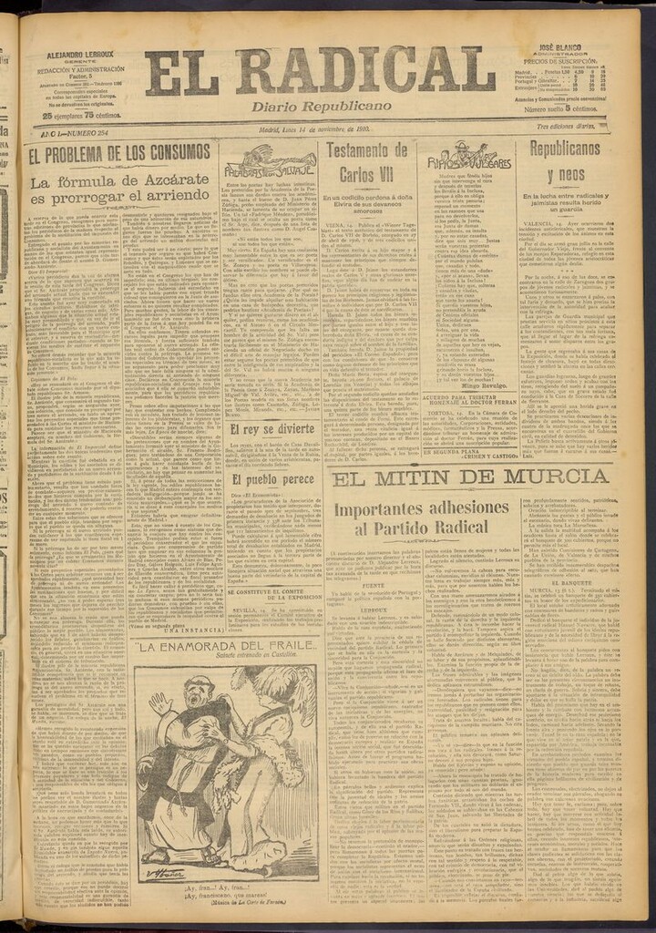 Miniatura de El Radical: diario republicano del 14 de noviembre de 1910