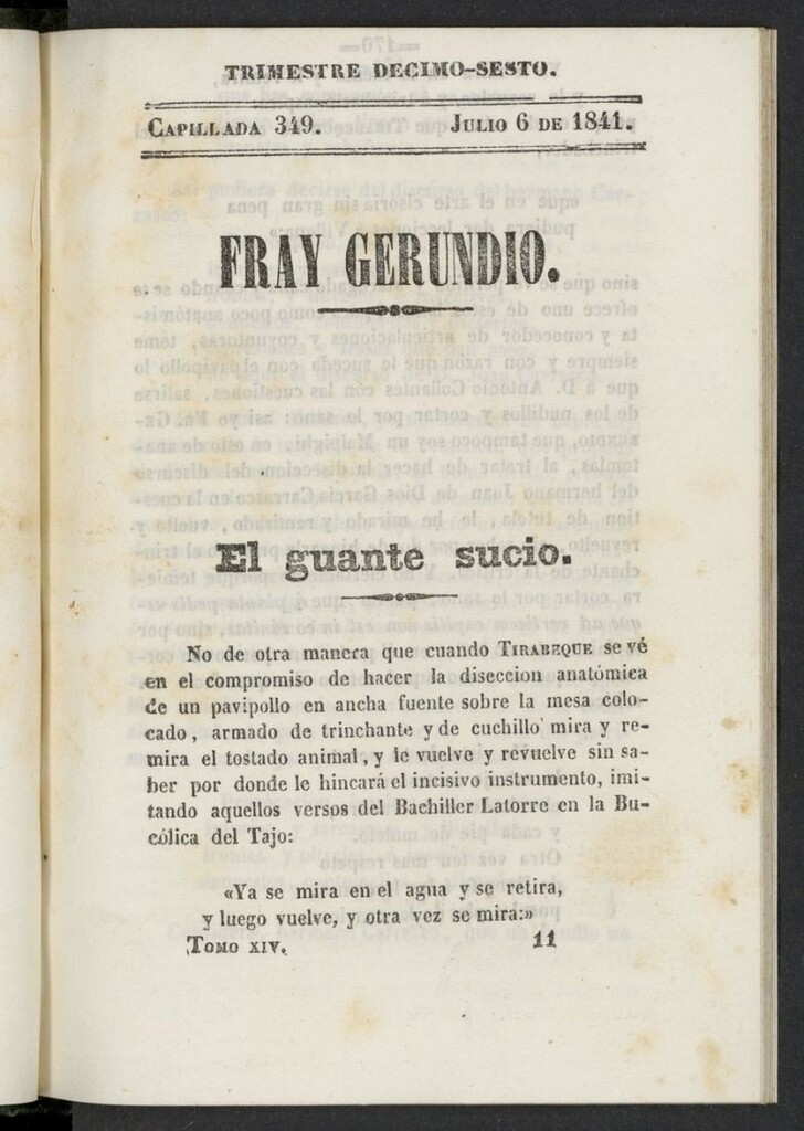 Miniatura de Fr. Gerundio: periódico satírico de política y costumbres del 6 de julio de 1841, capillada 349