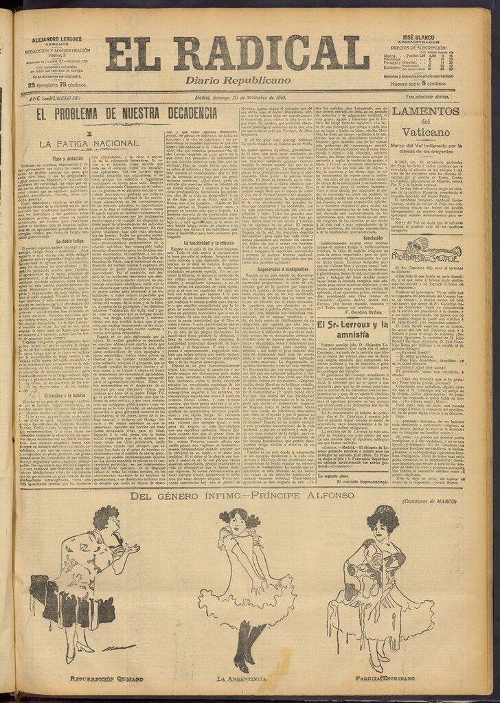 Miniatura de El Radical: diario republicano del 20 de noviembre de 1910