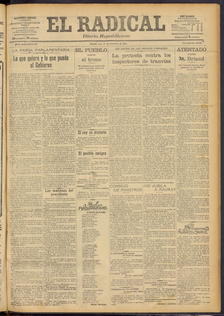Miniatura de El Radical: diario republicano del 21 de noviembre de 1910