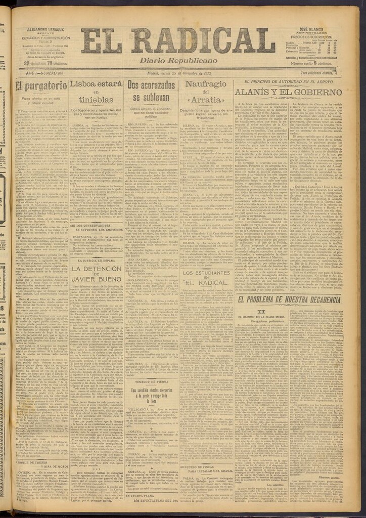 Miniatura de El Radical: diario republicano del 25 de noviembre de 1910
