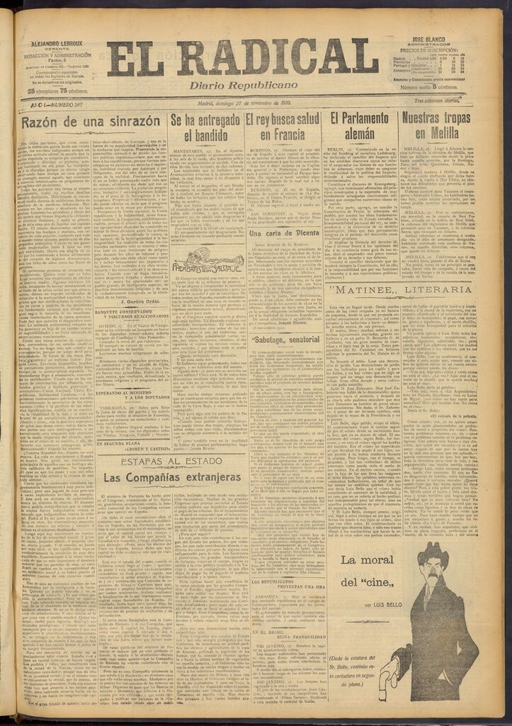 Miniatura de El Radical: diario republicano del 27 de noviembre de 1910