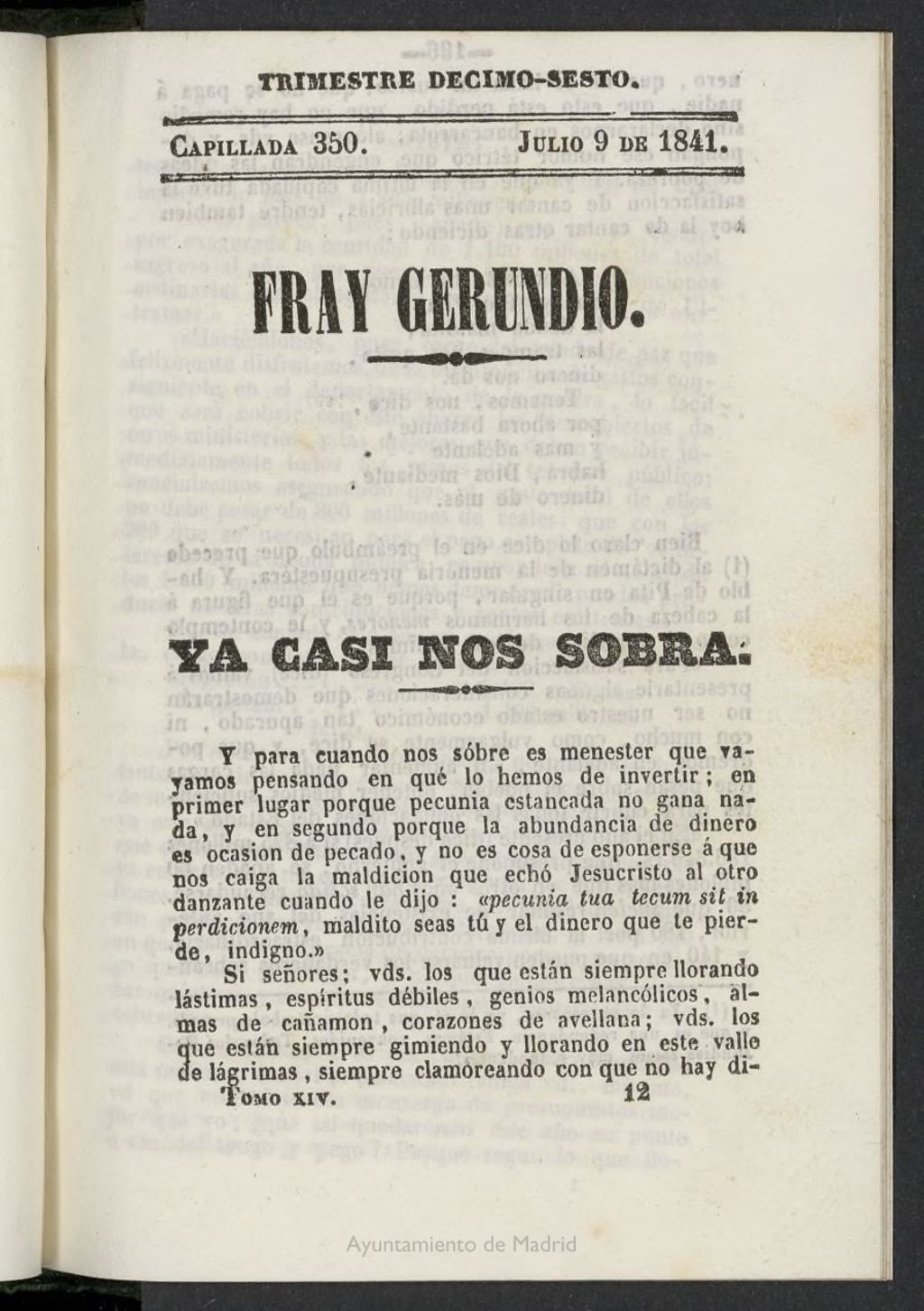Miniatura de Fr. Gerundio: periódico satírico de política y costumbres del 9 de julio de 1841, capillada 350