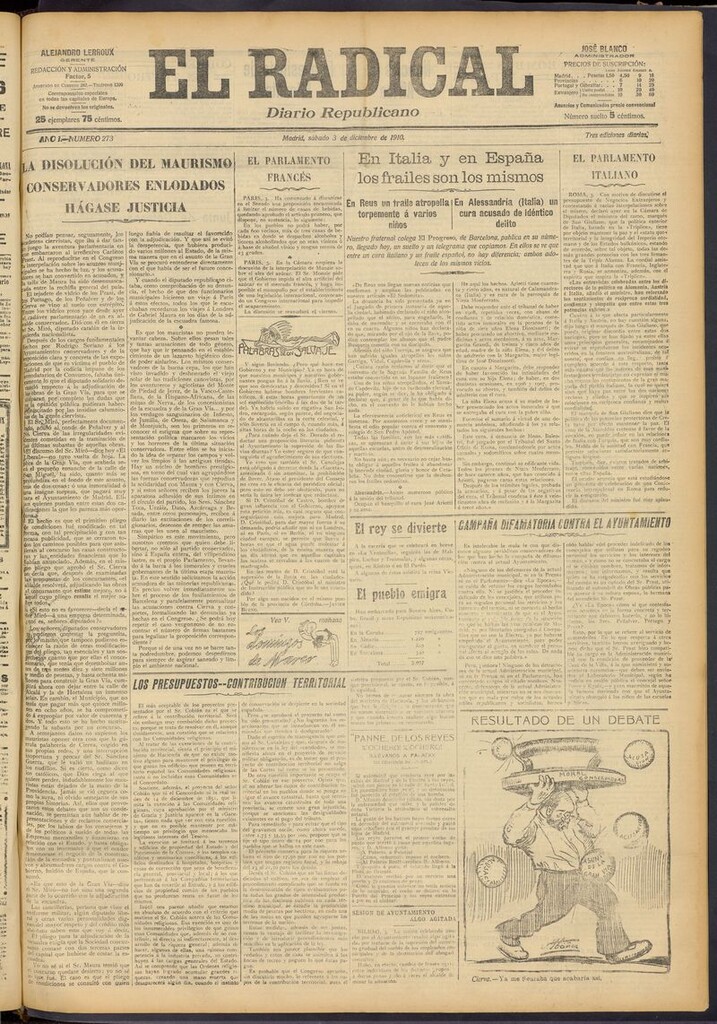 Miniatura de El Radical: diario republicano del 3 de diciembre de 1910