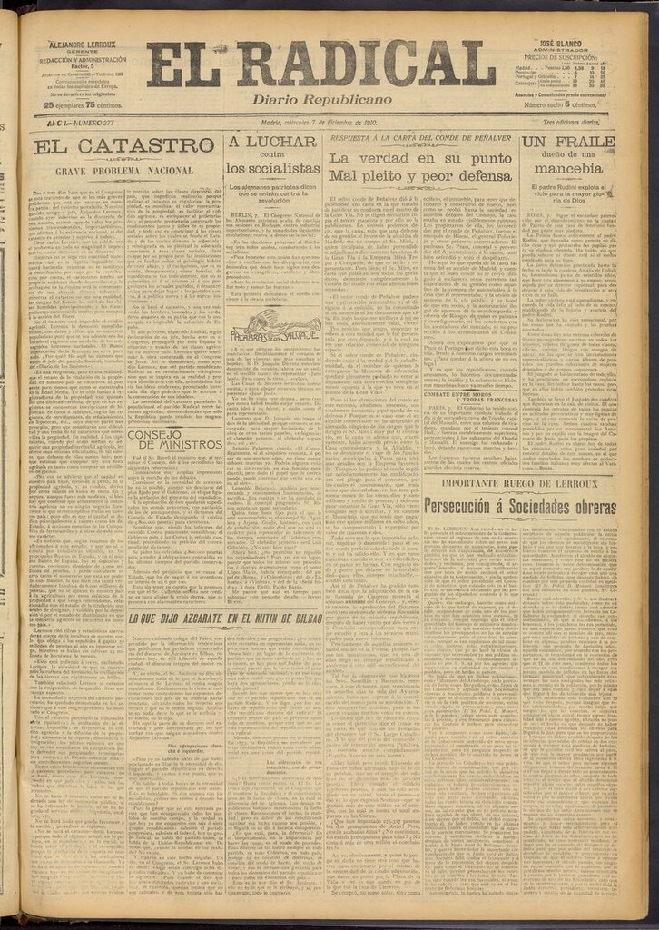 Miniatura de El Radical: diario republicano del 7 de diciembre de 1910