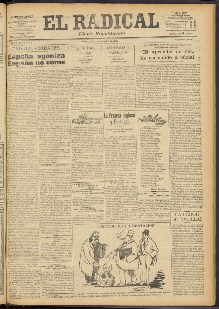 Miniatura de El Radical: diario republicano del 8 de diciembre de 1910