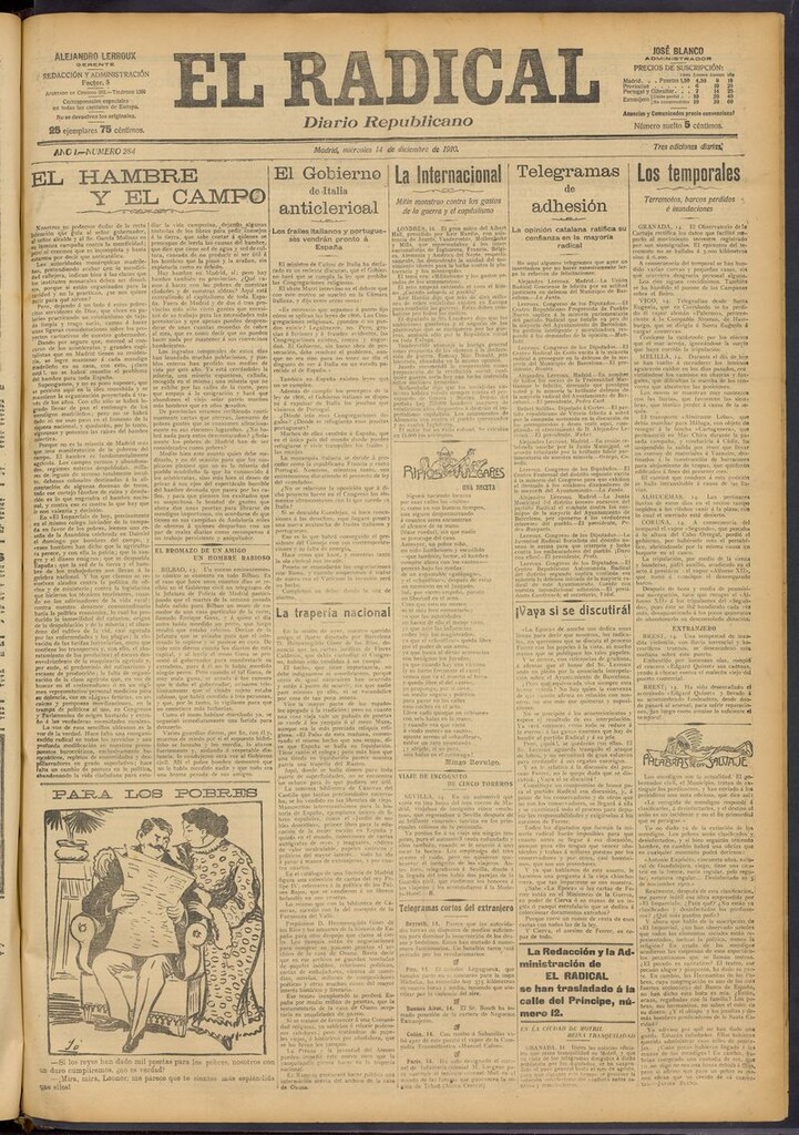Miniatura de El Radical: diario republicano del 14 de diciembre de 1910
