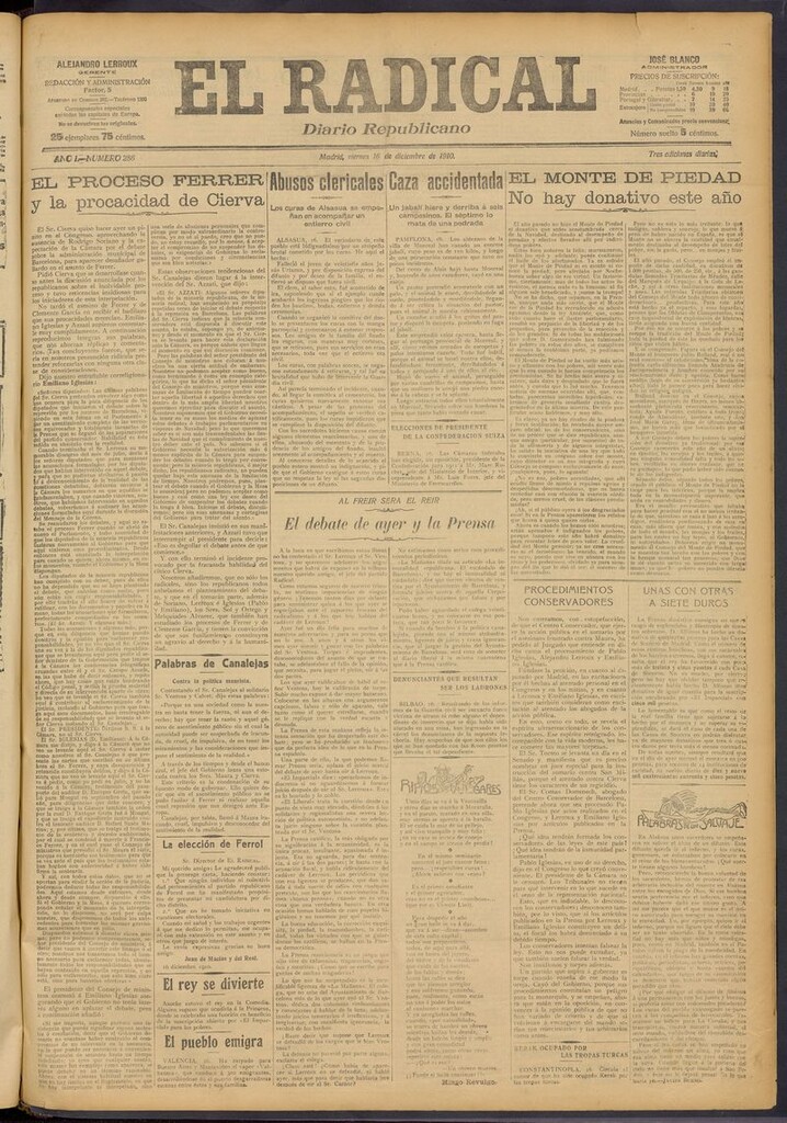 Miniatura de El Radical: diario republicano del 16 de diciembre de 1910