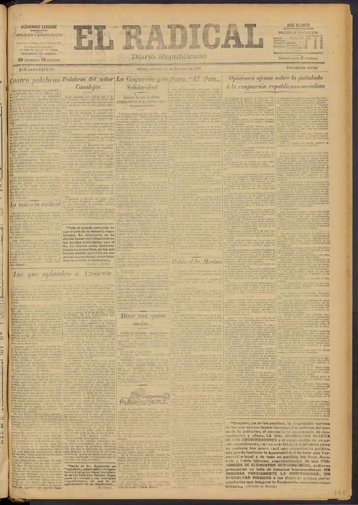 Miniatura de El Radical: diario republicano del 21 de diciembre de 1910