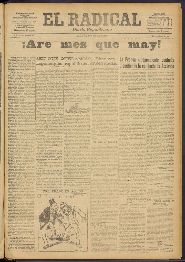 Miniatura de El Radical: diario republicano del 22 de diciembre de 1910