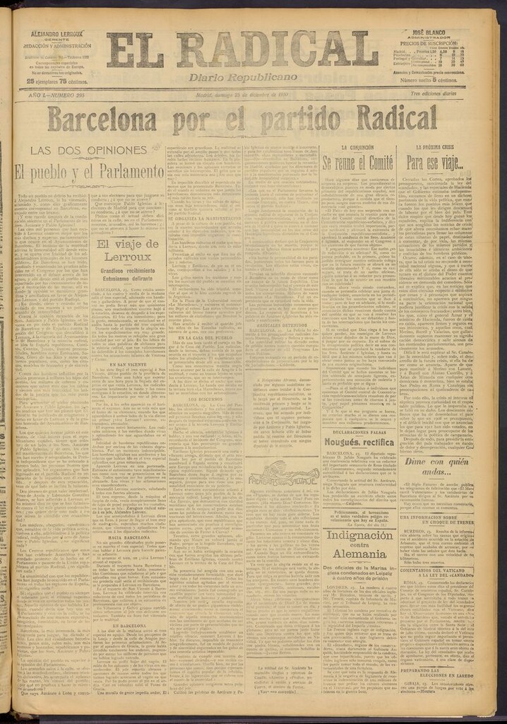 Miniatura de El Radical: diario republicano del 25 de diciembre de 1910