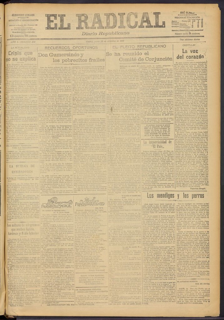 Miniatura de El Radical: diario republicano del 29 de diciembre de 1910