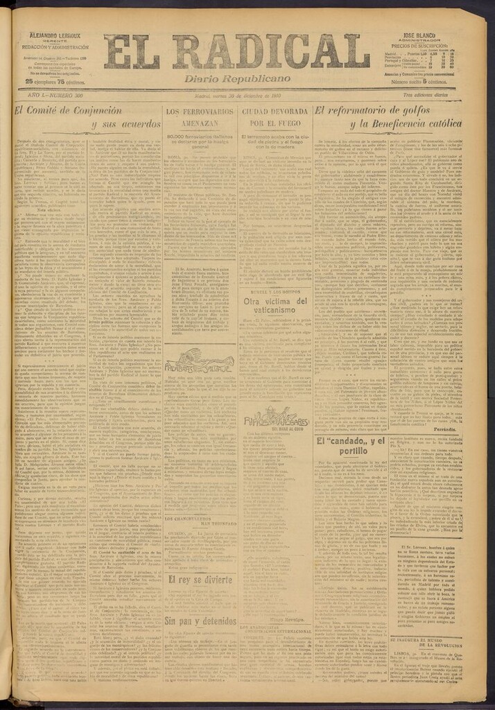 Miniatura de El Radical: diario republicano del 30 de diciembre de 1910