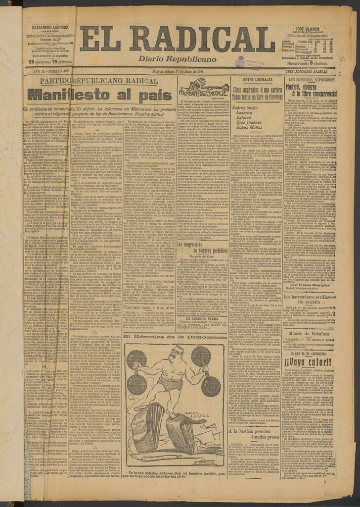 Miniatura de El Radical: diario republicano del 1 de julio de 1911