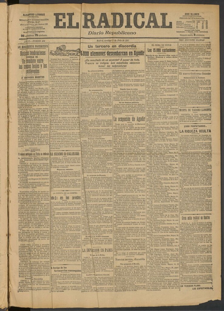 Miniatura de El Radical: diario republicano del 2 de julio de 1911