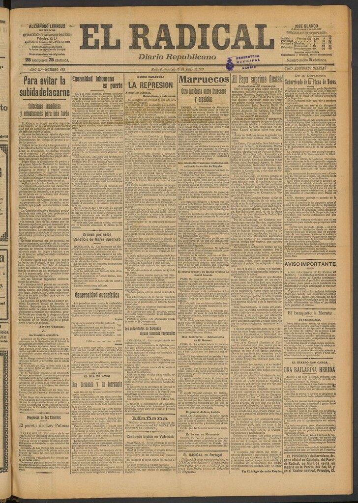 Miniatura de El Radical: diario republicano del 16 de julio de 1911