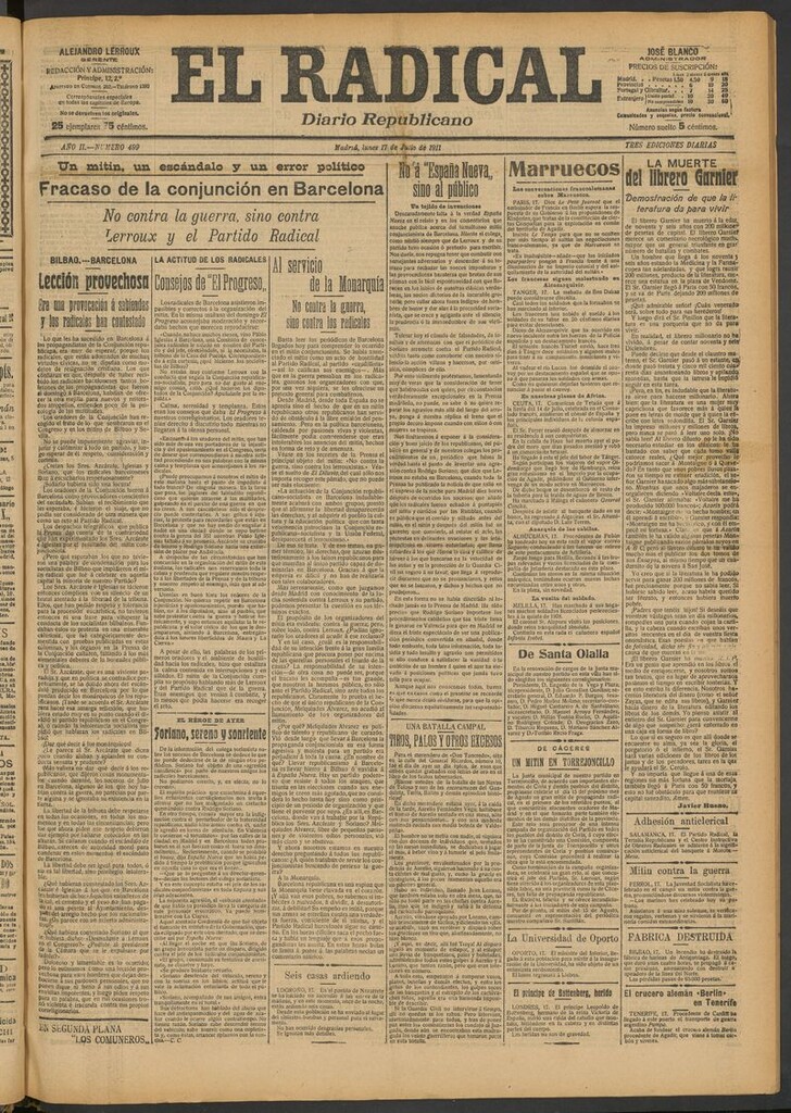 Miniatura de El Radical: diario republicano del 17 de julio de 1911