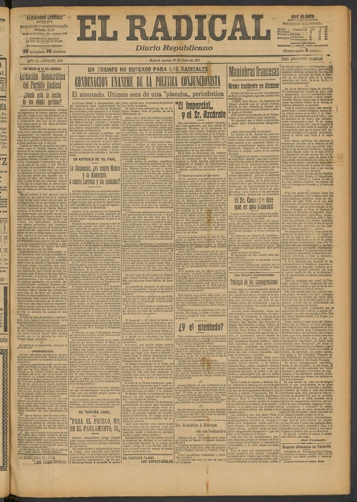 Miniatura de El Radical: diario republicano del 18 de julio de 1911