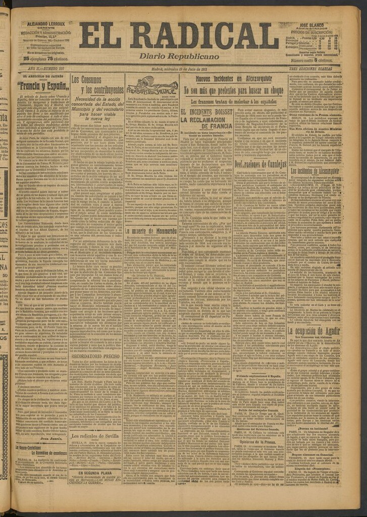 Miniatura de El Radical: diario republicano del 19 de julio de 1911
