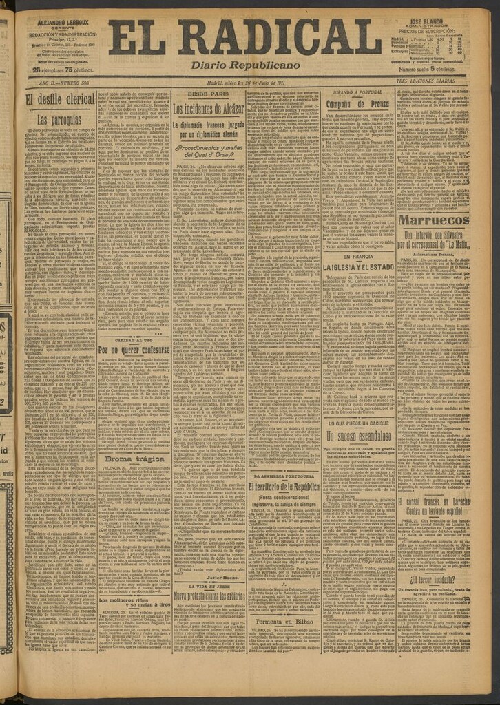 Miniatura de El Radical: diario republicano del 26 de julio de 1911