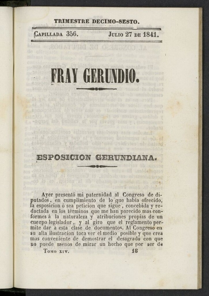 Miniatura de Fr. Gerundio: periódico satírico de política y costumbres del 27 de julio de 1841, capillada 356