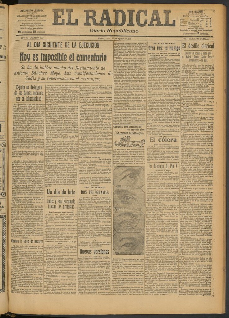 Miniatura de El Radical: diario republicano del 10 de agosto de 1911