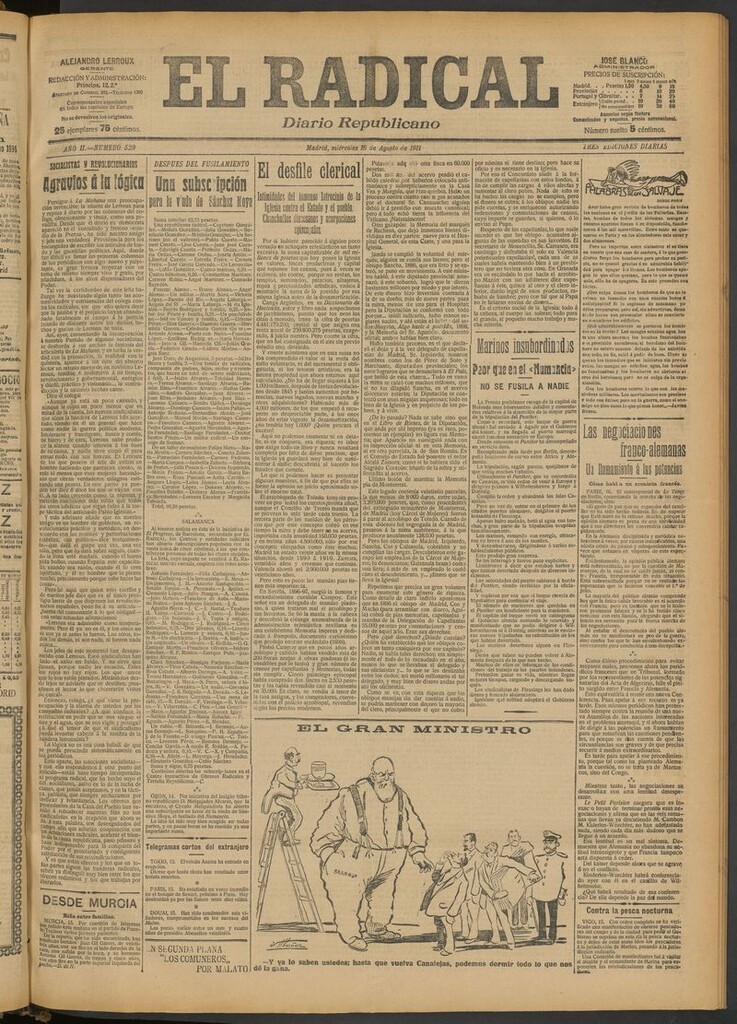 Miniatura de El Radical: diario republicano del 16 de agosto de 1911