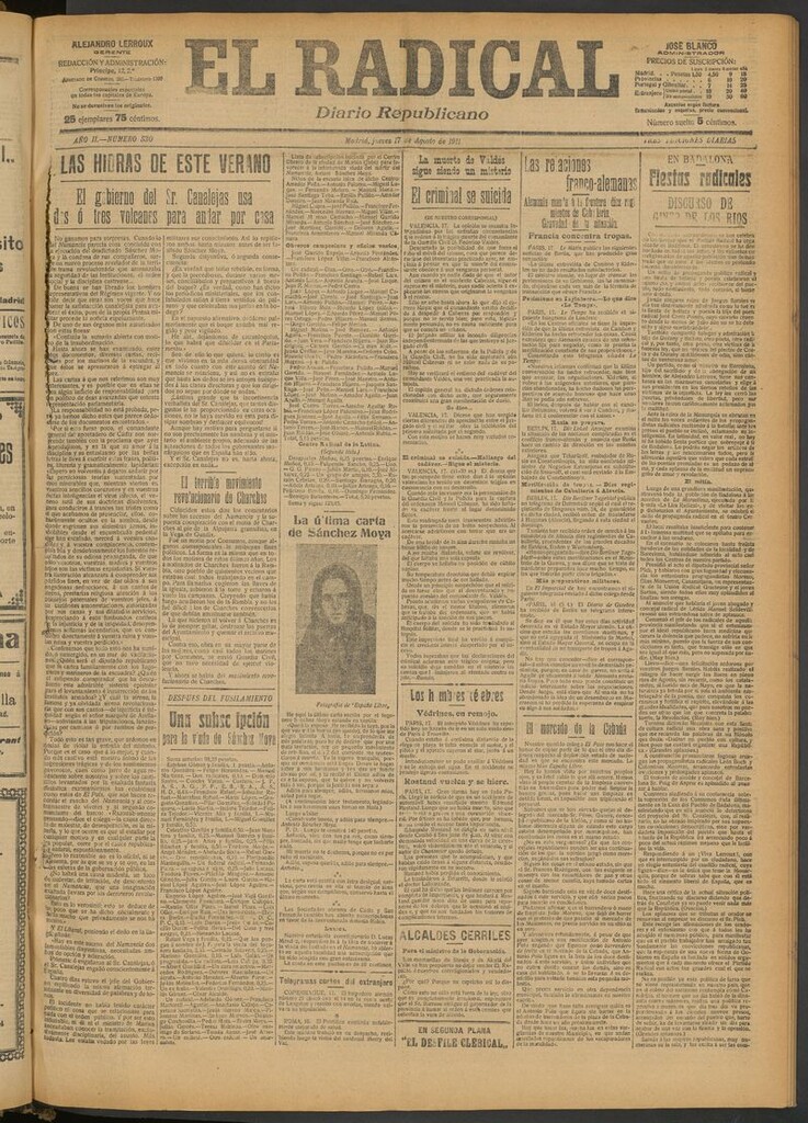 Miniatura de El Radical: diario republicano del 17 de agosto de 1911