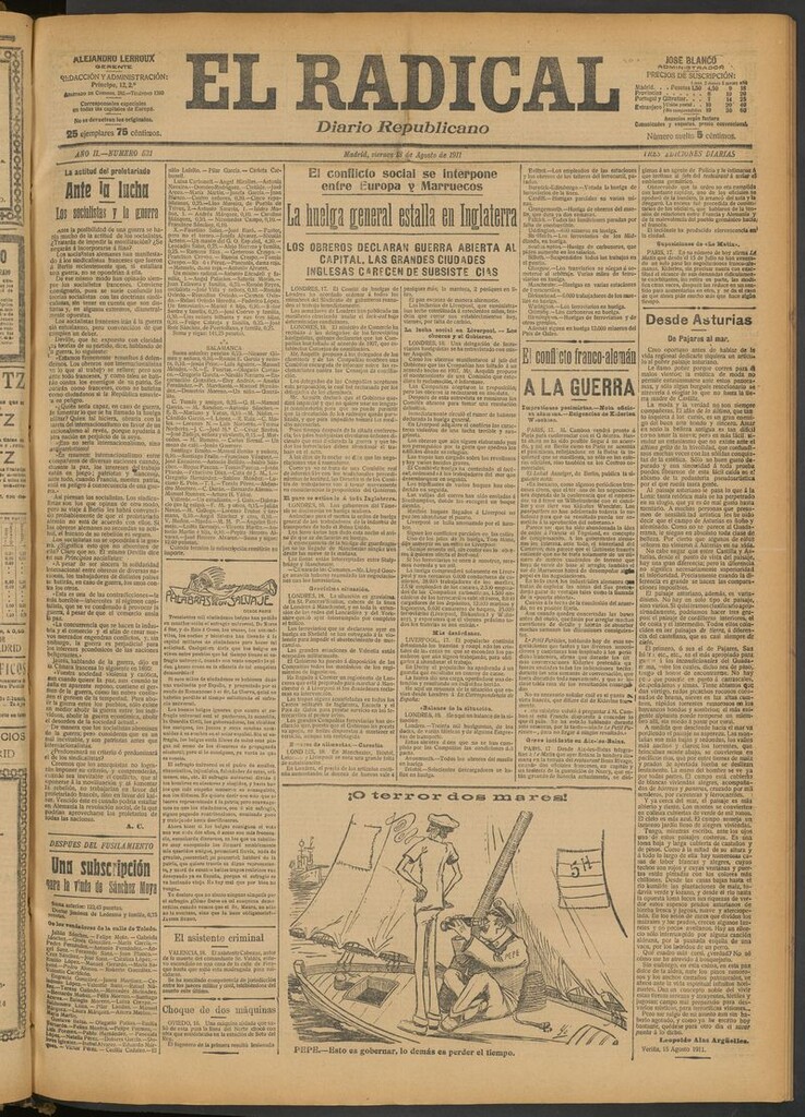 Miniatura de El Radical: diario republicano del 18 de agosto de 1911